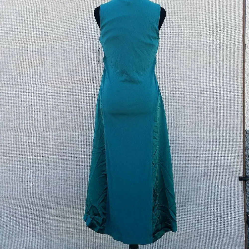 Alfani Fitted Flare Asymmetrical Dress Women's. Emerald Safari. Size XS. NWT $89